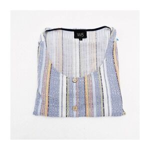 W5 Striped Short Sleeve Multicolor Top Flutter Sleeve SZ S